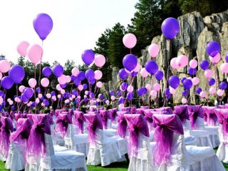 紫色婚礼气球装饰 紫色婚庆现场